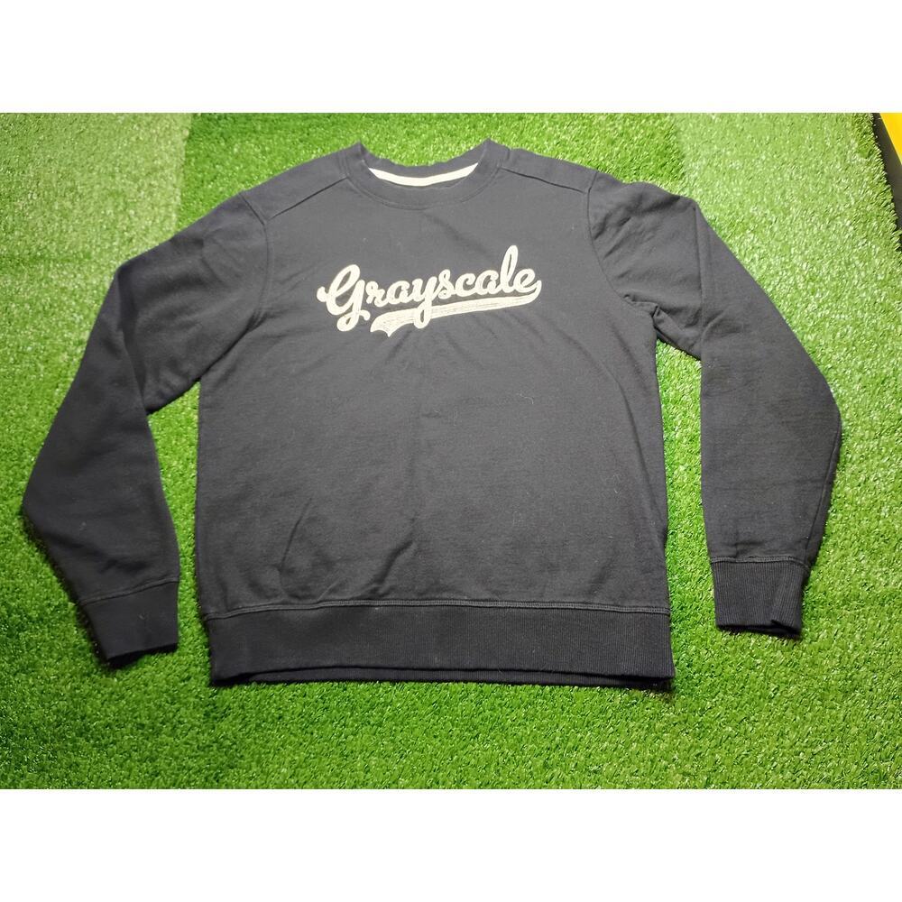 Stylish Black Grayscale Script Crewneck Sweatshirt - Size S